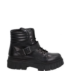 CZARNE BOTKI 739H112 10 BLACK. Czarne botki Venezia, bez wzorów, ze skóry, bez obcasa, bez zapięcia. Za 239.00 zł.
