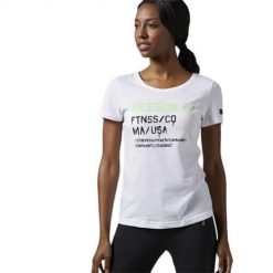 Koszulka treningowa damska Reebok AJ7420. Białe t-shirty sportowe Reebok, l, bez wzorów, z materiału, bez ramiączek, na fitness i siłownię. Za 117.00 zł.