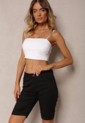 Czarne Bermudy Szorty High Waist z Bawełny Vimaly. Czarne szorty Renee, bez wzorów, z bawełny, eleganckie. W wyprzedaży za 43.99 zł.