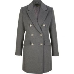 Płaszcz żakietowy z domieszką wełny. Szare płaszcze bonprix, bez wzorów, z wełny, bez kaptura. Za 349.99 zł.