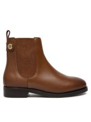 Tommy Hilfiger Sztyblety Th Stud Leather Low Chelsea FW0FW08184 Brązowy. Brązowe botki Tommy Hilfiger, bez wzorów, ze skóry, bez obcasa, na płaskiej podeszwie, bez zapięcia. Za 339.99 zł.