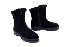 RIEKER TEX Z5454-00 black, botki damskie. Czarne botki Rieker, bez wzorów, bez obcasa, bez zapięcia. Za 311.94 zł.