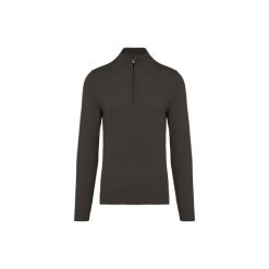 Sweter 1/4 zip Kariban. Szare swetry KARIBAN, na zimę, bez wzorów, bez ramiączek. Za 238.50 zł.