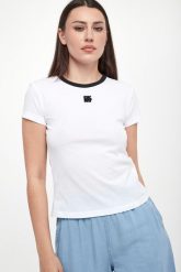 T-shirt damski DKNY JEANS. T-shirty DKNY, xs, bez wzorów, z jeansu, bez kołnierzyka, bez ramiączek. W wyprzedaży za 175.20 zł.