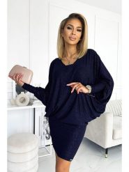 Numoco Sukienka w kolorze granatowym rozmiar: L/XL. Niebieskie sukienki NUMOCO, l, bez wzorów, bez kołnierzyka, bez ramiączek, mini. Za 180.06 zł.