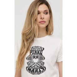Pinko t-shirt bawełniany kolor beżowy. Białe t-shirty Pinko, bez wzorów, z bawełny, bez kołnierzyka, bez ramiączek. W wyprzedaży za 264.99 zł.