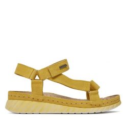 Sandały Big Star Shoes. Żółte sandały BIG STAR SHOES, bez wzorów, retro, bez obcasa, na płaskiej podeszwie, bez zapięcia. Za 229.99 zł.