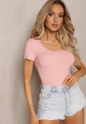 Różowa Bluzka z Trójkątnym Dekoltem z Koronką Thisalla. Czerwone bluzki Renee, l, bez wzorów, z bawełny, eleganckie, bez kołnierzyka, bez ramiączek. W wyprzedaży za 51.99 zł.