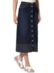 Heine Spódnica dżinsowa w kolorze granatowym rozmiar: 38. Niebieskie spódnice Heine, bez wzorów, klasyczne, midi. Za 126.99 zł.