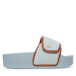 Klapki Liu Jo. Niebieskie klapki Liu Jo, bez wzorów, bez obcasa, bez zapięcia. Za 329.99 zł.