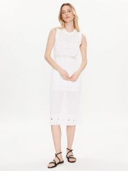 Liviana Conti Sukienka dzianinowa F3SA33 Biały Regular Fit. Białe sukienki Liviana Conti, bez wzorów, z dzianiny, bez kołnierzyka, bez ramiączek. Za 539.99 zł.