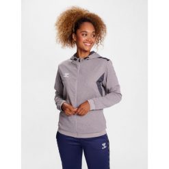 Bluza damska sportowa Hummel Authentic Poly Zip Hoodie Woman. Szare bluzy z kapturem Hummel, s, bez wzorów, z kapturem, na fitness i siłownię. Za 200.00 zł.
