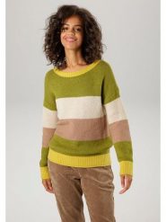 Aniston Sweter w kolorze zielono-beżowym rozmiar: 34. Brązowe swetry Aniston, bez wzorów, ze splotem, bez ramiączek. Za 74.95 zł.