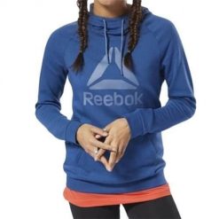 Bluza sportowa damska Reebok D95470. Niebieskie bluzy z kapturem Reebok, l, bez wzorów, z materiału, z kapturem, na fitness i siłownię. Za 246.00 zł.