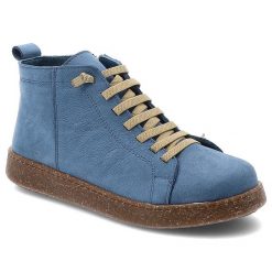 Trzewiki damskie Ravini o sznurowanym fasonie z wysoką cholewką i grubą podeszwą niebieskie, 8905 Blue Nubuck. Niebieskie botki Ravini, bez wzorów, z jeansu, eleganckie, przed kolano, bez obcasa, bez zapięcia. Za 296.99 zł.