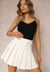 Beżowa Spódnica Rozkloszowana z Zakładkami Jasima. Brązowe spódnice Renee, m, bez wzorów, mini, rozkloszowane. W wyprzedaży za 111.99 zł.