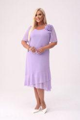 Elegancka szyfonowa lawendowa sukienka Maria z falbankami na wesele PLUS SIZE XXL. Fioletowe sukienki Moda Size Plus Iwanek, na imprezę, plus size, z aplikacjami, z elastanu, eleganckie, bez kołnierzyka, plus size, bez ramiączek, midi. Za 359.90 zł.