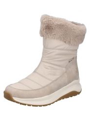Rieker Kozaki zimowe w kolorze beżowym rozmiar: 41. Brązowe kozaki Rieker, na zimę, bez wzorów, z materiału, eleganckie, bez obcasa, bez zapięcia. Za 214.95 zł.