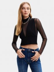 Desigual Bluzka Venice 24SWTK76 Czarny Slim Fit. Czarne bluzki Desigual, xl, bez wzorów, z wiskozy, bez kołnierzyka, bez ramiączek. Za 189.99 zł.