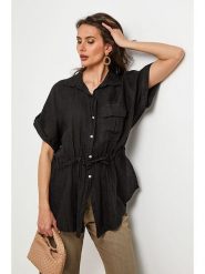 Lin Passion Lniana bluzka w kolorze czarnym rozmiar: 40/42. Czarne bluzki Lin Passion, bez wzorów, ze lnu, klasyczne, bez kołnierzyka, bez ramiączek. Za 173.99 zł.