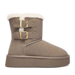 Śniegowce JENNY. Szare śniegowce Jenny, bez wzorów, bez zapięcia. Za 179.99 zł.