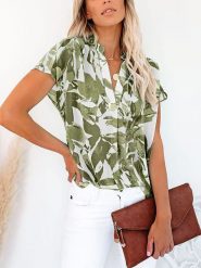 Milan Kiss Bluzka w kolorze oliwkowo-białym rozmiar: L. Białe bluzki Milan Kiss, l, bez wzorów, bez kołnierzyka, bez ramiączek. Za 117.73 zł.