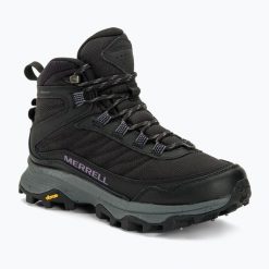 Buty turystyczne damskie Merrell Moab Speed Thermo Spike Mid WP. Czarne buty trekkingowe Merrell, bez zapięcia. Za 579.99 zł.