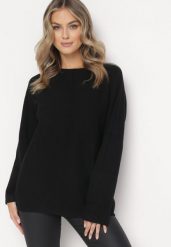 Czarny Sweter z Przeszyciami Daeton. Czarne swetry Born2be, l, bez wzorów, z bawełny, bez ramiączek. W wyprzedaży za 101.99 zł.