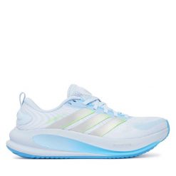 Buty do biegania adidas. Niebieskie buty do biegania adidas, bez wzorów, bez zapięcia, do biegania. Za 399.99 zł.