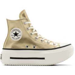 Buty sportowe Converse Chuck Taylor All Star Lift Double Stack. Żółte buty treningowe Converse, bez wzorów, ze skóry ekologicznej, bez zapięcia, na fitness i siłownię. Za 690.00 zł.
