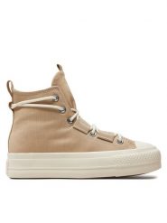 Converse Trampki Chuck Taylor All Star Lift Platform A06494C Beżowy. Brązowe trampki Converse, bez wzorów, z materiału, retro, bez zapięcia. Za 269.99 zł.
