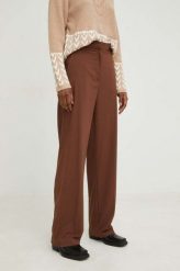 Answear Lab spodnie damskie kolor brązowy proste high waist. Brązowe spodnie materiałowe Answear Lab, bez wzorów, z materiału, z podwyższonym stanem. Za 219.99 zł.