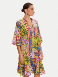 Iconique Sukienka letnia IC25-124 Kolorowy Relaxed Fit. Sukienki Iconique, s, bez wzorów, z syntetyku, bez kołnierzyka, bez ramiączek. Za 199.99 zł.