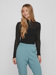 Vila Bluzka 14088387 Czarny Slim Fit. Czarne bluzki Vila, m, bez wzorów, z syntetyku, bez kołnierzyka, bez ramiączek. Za 59.99 zł.