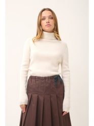 Just Cashmere Kaszmirowy golf "Lanais" w kolorze kremowym rozmiar: S. Brązowe swetry Just Cashmere, s, bez wzorów, z kaszmiru, bez ramiączek. Za 480.90 zł.