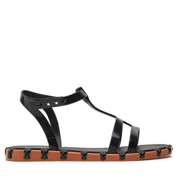 Sandały Melissa. Czarne sandały Melissa, bez wzorów, bez obcasa, na płaskiej podeszwie, bez zapięcia. Za 349.99 zł.