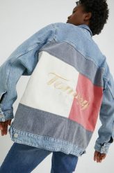 Tommy Jeans kurtka jeansowa damska przejściowa oversize. Niebieskie kurtki Tommy Jeans, m, z aplikacjami, z denimu, bez kaptura. Za 699.99 zł.