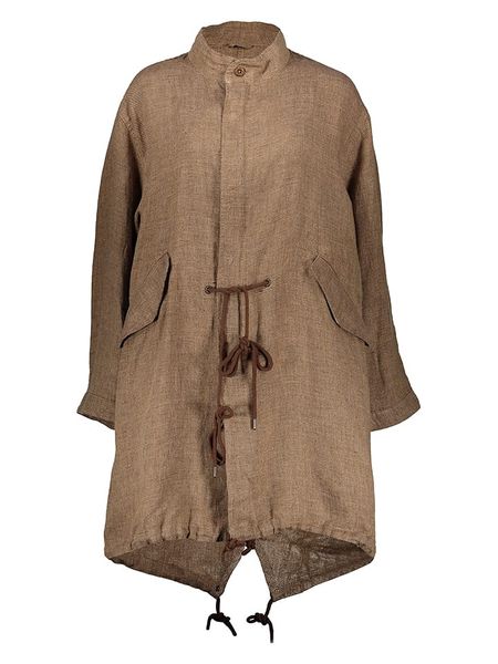 Herrlicher Lniany płaszcz w kolorze jasnobrązowym rozmiar: M. Brązowe płaszcze Herrlicher, m, bez wzorów, ze lnu, bez kaptura. Za 144.58 zł.