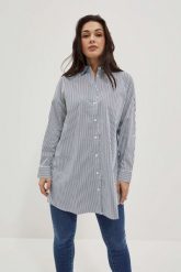 Koszula oversize w paski. Koszule MOODO, l, bez wzorów, z bawełny, bez kołnierzyka, bez ramiączek. W wyprzedaży za 38.99 zł.