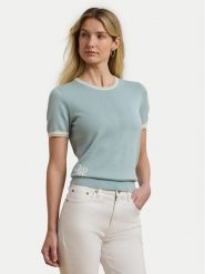 LAUREN RALPH LAUREN Sweter 200963659002 Błękitny Relaxed Fit. Niebieskie swetry Lauren Ralph Lauren, m, bez wzorów, z bawełny, bez ramiączek. Za 499.99 zł.