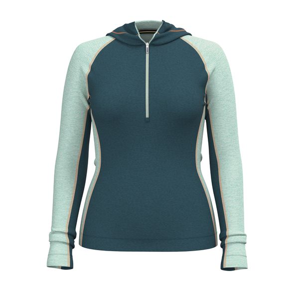 Bluza damska Smartwool Classic Thermal Merino Base Layer 1/2 Zip Hoodie Boxed. Zielone bluzy Smartwool, s, bez wzorów, z wełny, sportowe, bez ramiączek, bez kaptura. Za 529.99 zł.