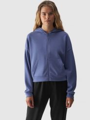 4F Bluza dresowa rozpinana z modalem damska - granatowa XXL. Niebieskie bluzy z kapturem 4f, xs, bez wzorów, z dresówki, z kapturem. W wyprzedaży za 79.99 zł.