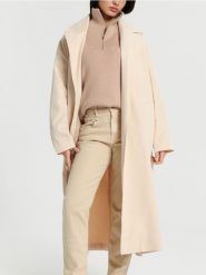 Trencz - kremowy. Białe płaszcze Sinsay, l, bez wzorów, eleganckie, bez kaptura. Za 119.99 zł.