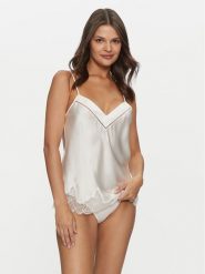 Simone Pérèle Koszulka piżamowa Nocturne 17F900 Écru Comfort Fit. Koszule nocne Simone Pérèle, bez wzorów, z jedwabiu, bez ramiączek. Za 249.99 zł.