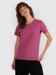 4F T-shirt regular gładki damski - czerwony S. Czerwone t-shirty 4f, s, bez wzorów, z bawełny, biznesowe, bez kołnierzyka, bez ramiączek. Za 49.99 zł.