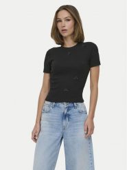 ONLY T-Shirt Femke 15369336 Czarny Slim Fit. Czarne t-shirty ONLY, s, bez wzorów, z bawełny, bez kołnierzyka, bez ramiączek. Za 99.99 zł.