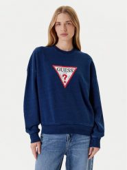 Guess Jeans Bluza W5YQ12 KCXQ1 Granatowy Oversize. Niebieskie bluzy Guess Jeans, xxl, z aplikacjami, z bawełny, bez kaptura. Za 389.99 zł.