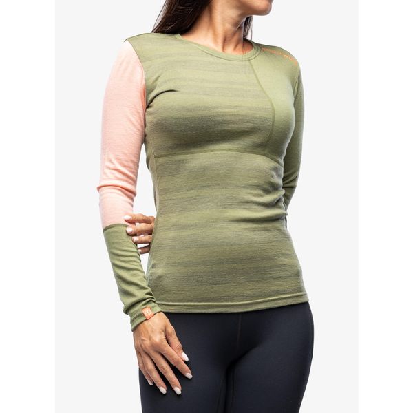 Bluza termiczna damska Ortovox 185 Rock N Wool Long Sleeve. Zielone bluzy ORTOVOX, bez wzorów, rockowe, bez ramiączek, bez kaptura. Za 403.99 zł.