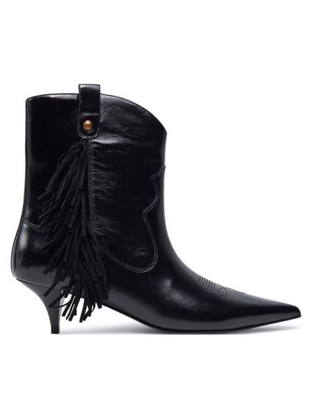 PINKO Kowbojki Ada 12 SD0099 P043 Czarny. Czarne botki Pinko, bez wzorów, ze skóry, bez obcasa, na szpilce, bez zapięcia. Za 1,449.00 zł.