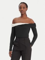 KARL LAGERFELD Bluzka B1W17009 Czarny Slim Fit. Czarne bluzki KARL LAGERFELD, l, bez wzorów, bez kołnierzyka, bez ramiączek. Za 649.99 zł.